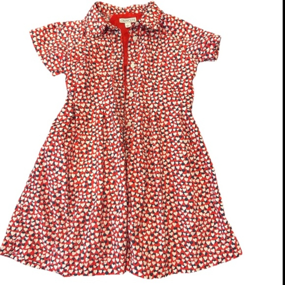 Crewcuts Red and White Heart-Print Polo Dress